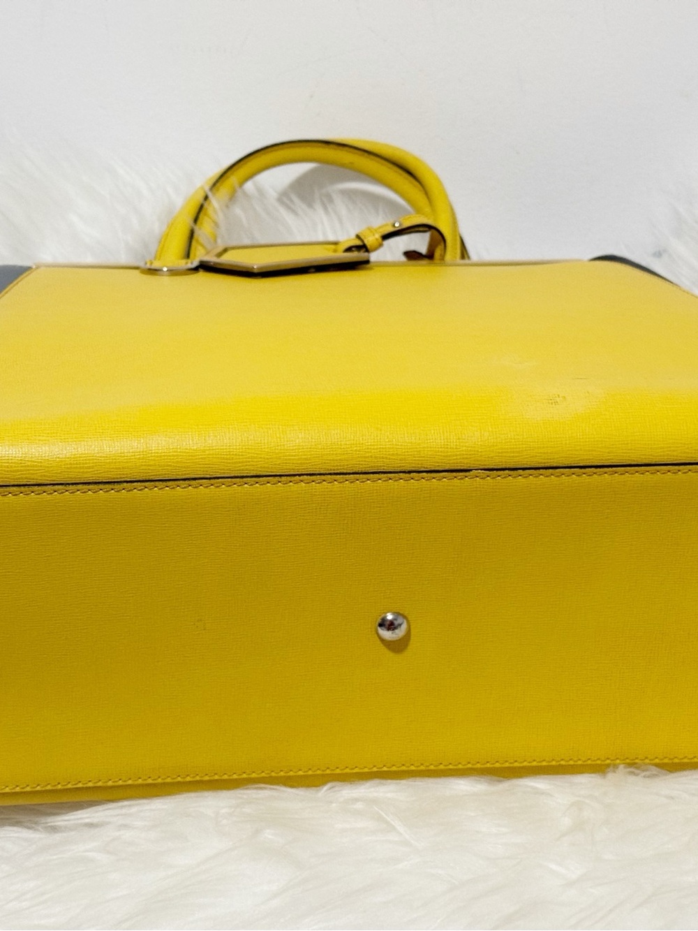 Fendi 2Jours Medium Tricolor Elite Leather Tote Bag - Yellow / Grey / Black - Picture 8 of 16